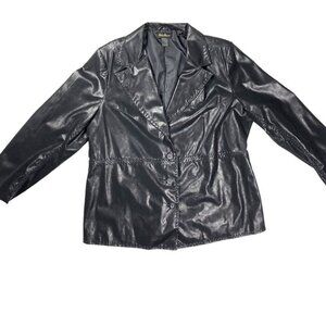 Ashley Stewart Black Faux Leather Jacket Plus Size (18W)